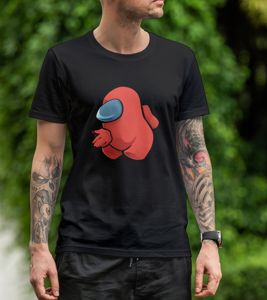 Sus Red Crewmate Character With Hand Gesture T-Shirt