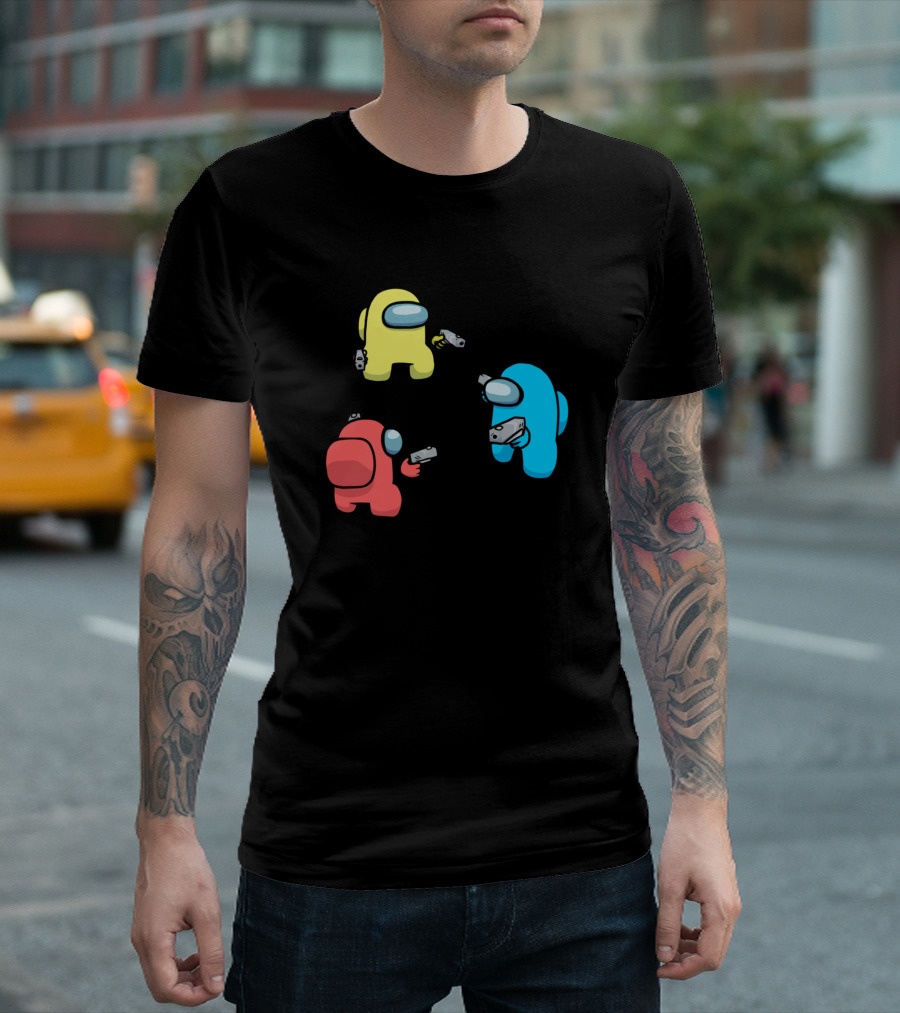 Among Us Parody You Can't Trust Anyone Crewmates Mexican Standoff T-Shirt