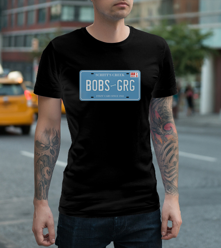 Schitt's Creek Bob's Garage License Plate Fixing Cars Since 1943 T-Shirt