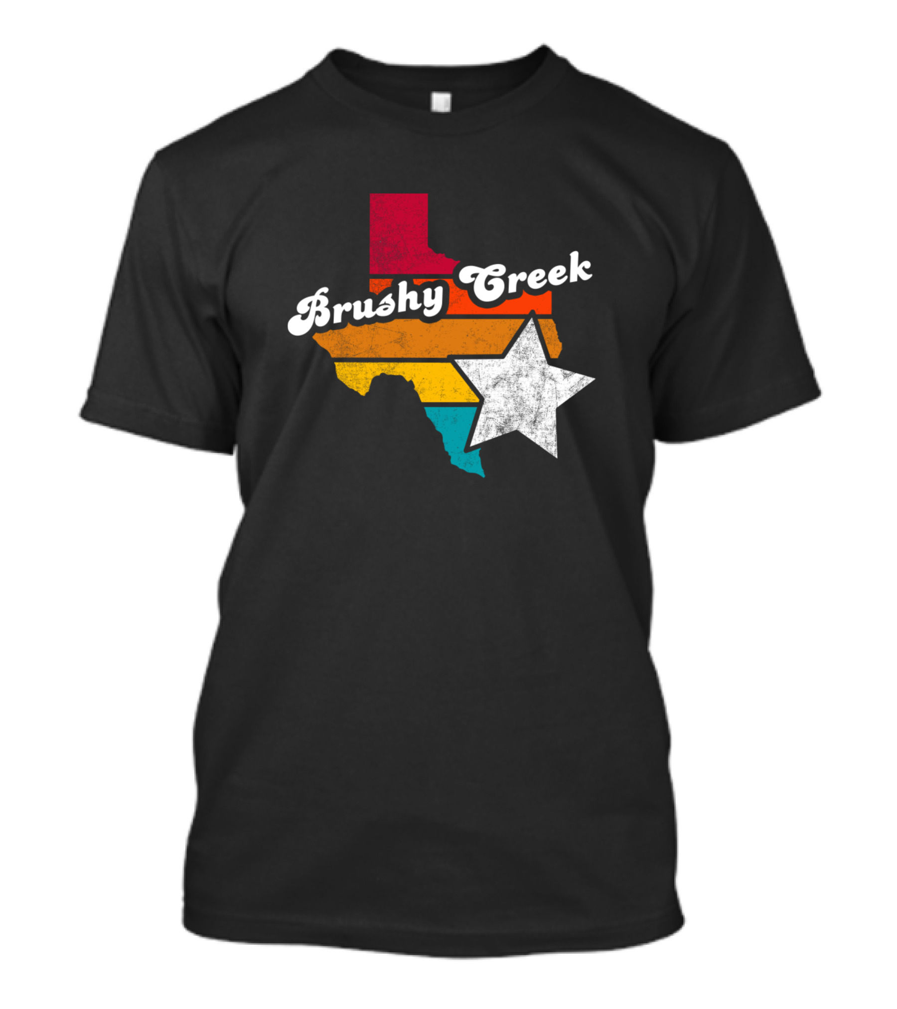 Brushy Creek Texas Retro Texas Map With Star T-Shirt