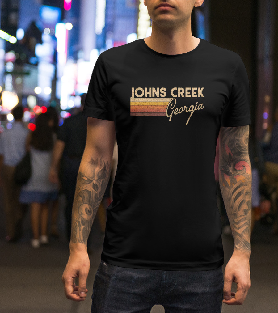 Johns Creek Georgia Vintage Retro Stripe T-Shirt
