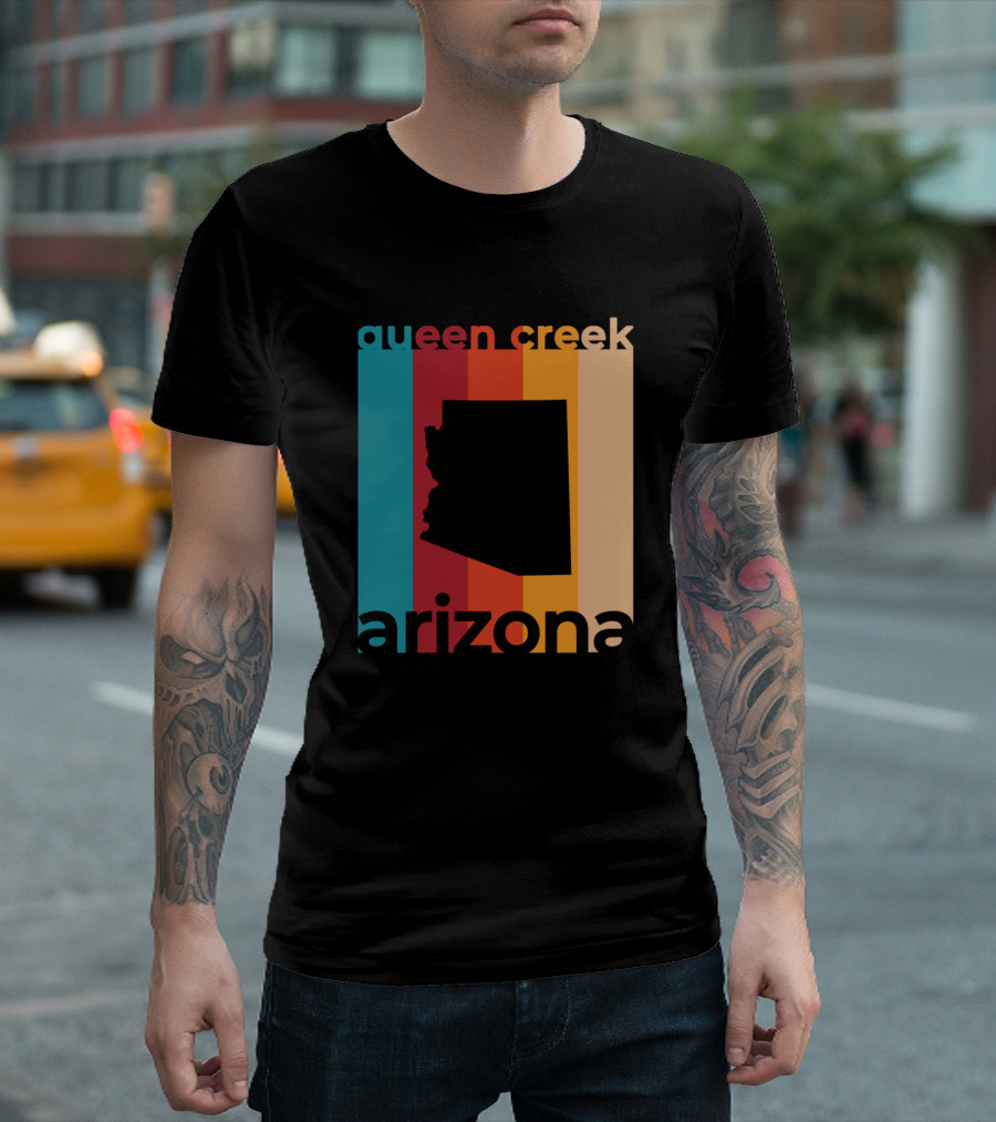 queen creek arizona retro stripes map T-Shirt