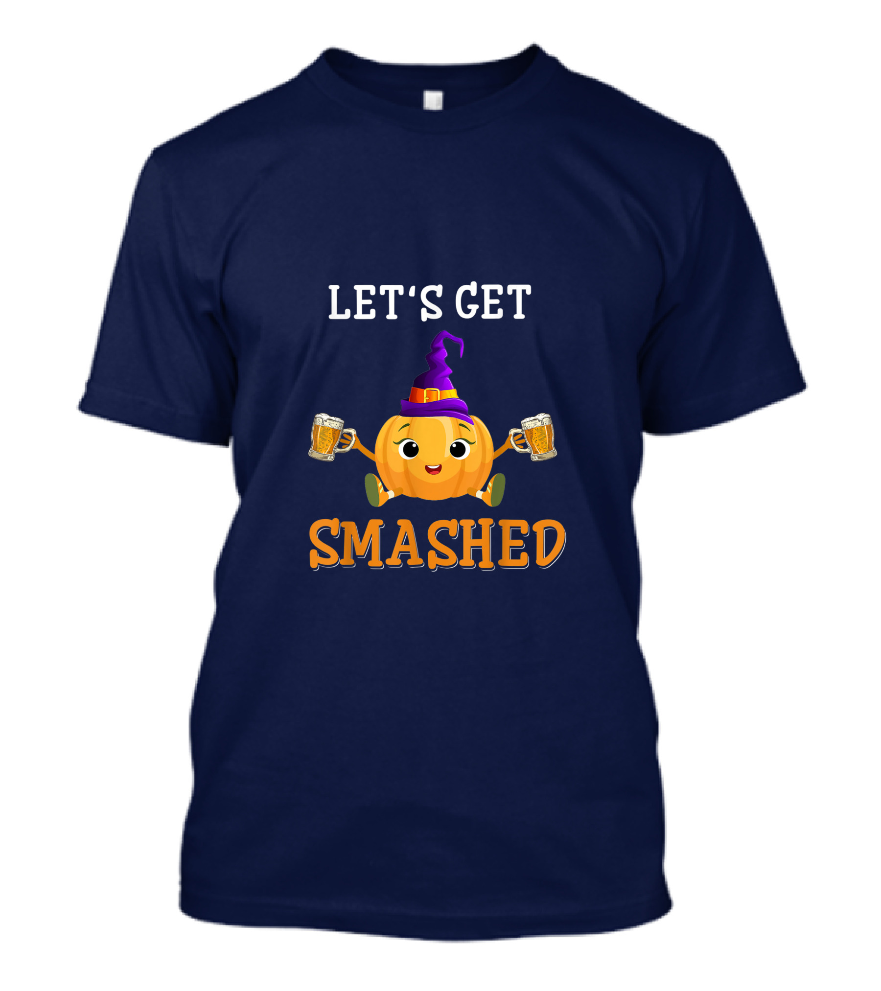 Let's Get Smashed Pumpkin Witch Hat Beer Halloween T-Shirt