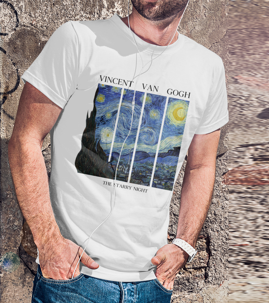 Vincent Van Gogh The Starry Night Quadrant Series T-Shirt