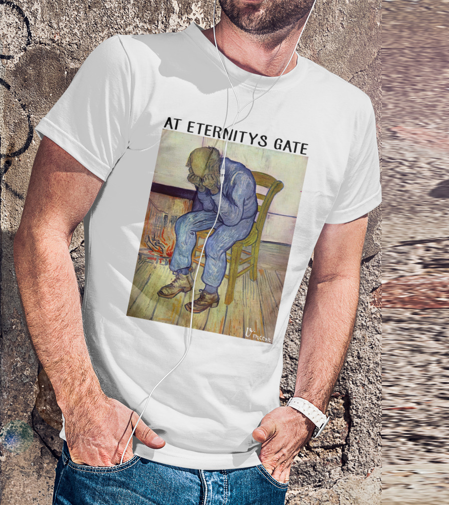 At Eternitys Gate Vincent Van Gogh Vintage Painting Chair Fire Mood T-Shirt