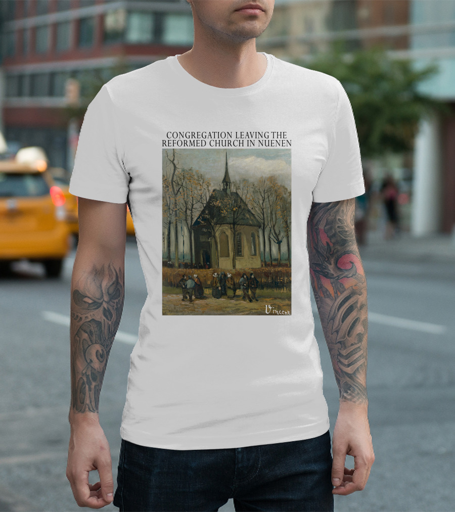 Congregation Leaving The Reformed Church In Nuenen Vincent Van Gogh Painting T-Shirt