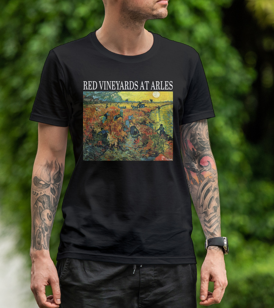 Red Vineyards At Arles Vincent Van Gogh Painting Dark T-Shirt