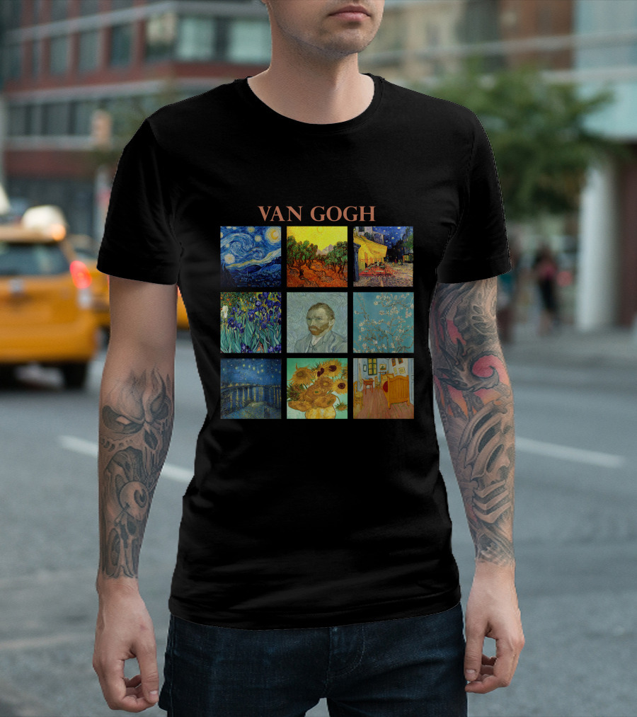 Van Gogh Starry Night Sunflowers Irises Café Terrace Almond Blossoms Portrait Bedroom T-Shirt