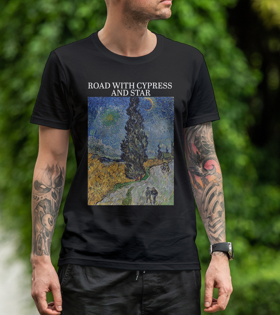 Vincent Van Gogh Road With Cypress And Star T-Shirt