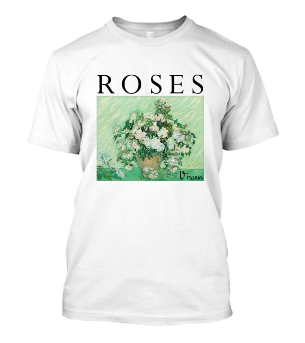 ROSES Vincent Van Gogh Green Floral Painting T-Shirt
