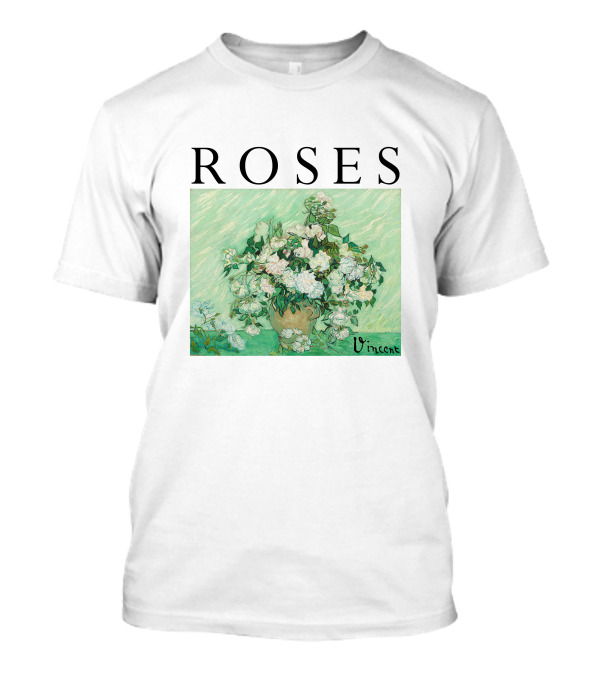 ROSES Vincent Van Gogh Green Floral Painting T-Shirt