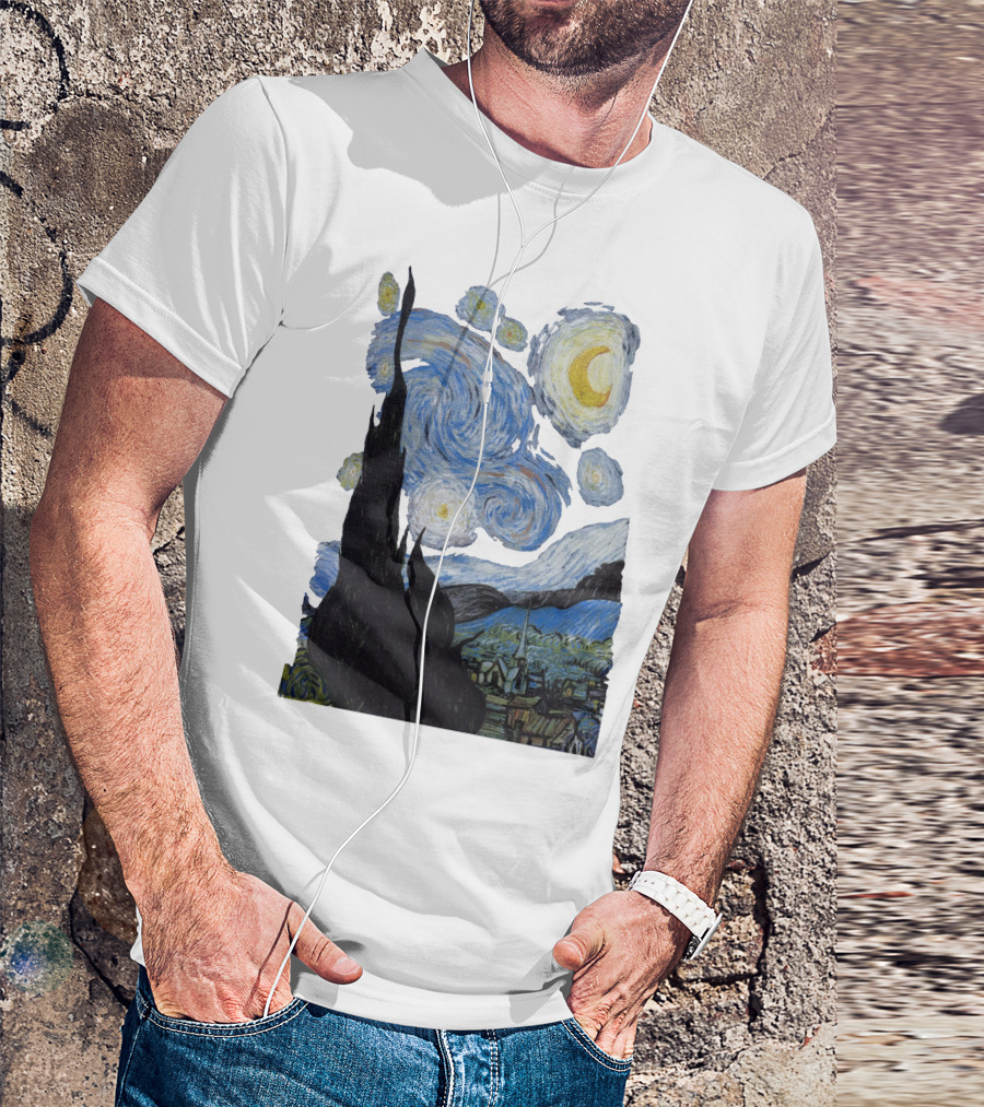 Starry Night Vincent Van Gogh Painting Swirls And Sky T-Shirt