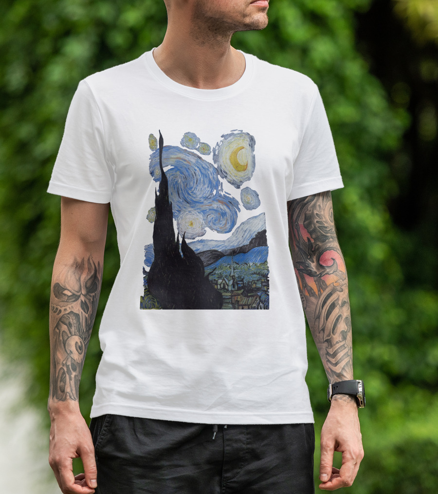 Starry Night Vincent Van Gogh Painting Swirls And Sky T-Shirt