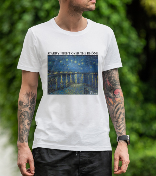 Starry Night Over The Rhône Vincent Van Gogh Vivid Blue Waterscape T-Shirt