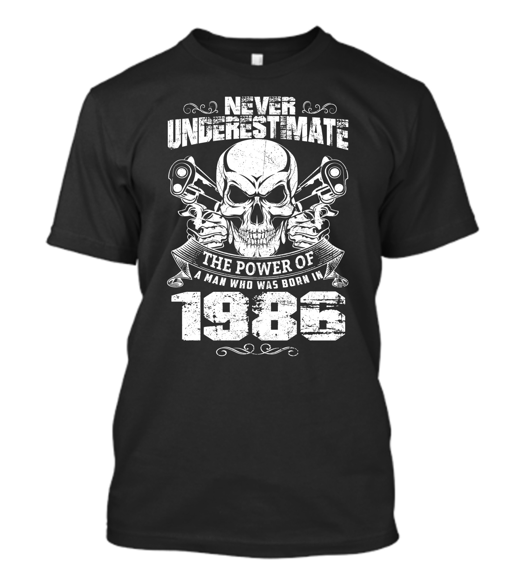 Never Underestimate The Power Of A Man Who Was Born In 1986 Skull Pistons T-Shirt
