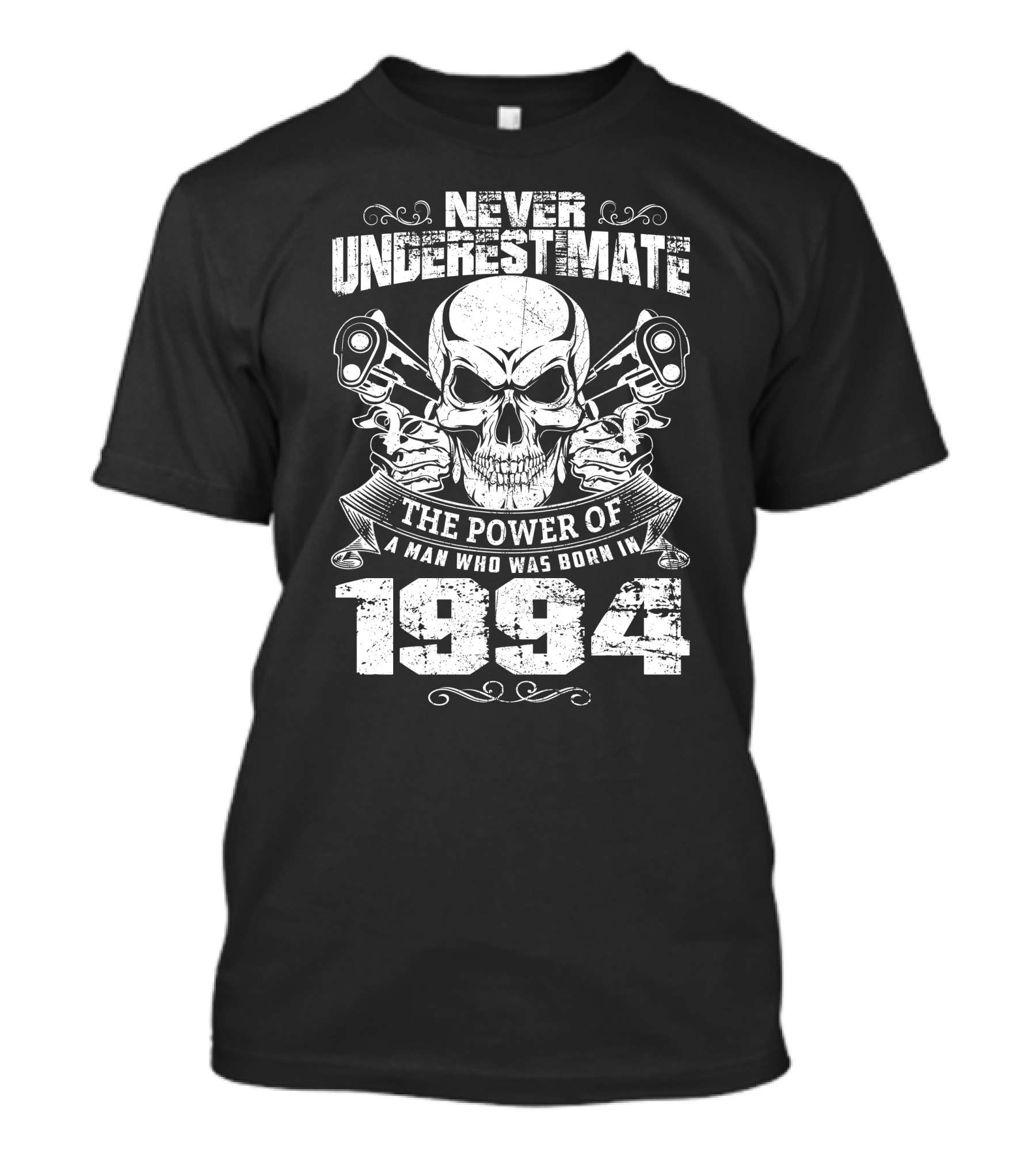 Never Underestimate The Power Of A Man Born In 1994 Skull Pistons T-Shirt