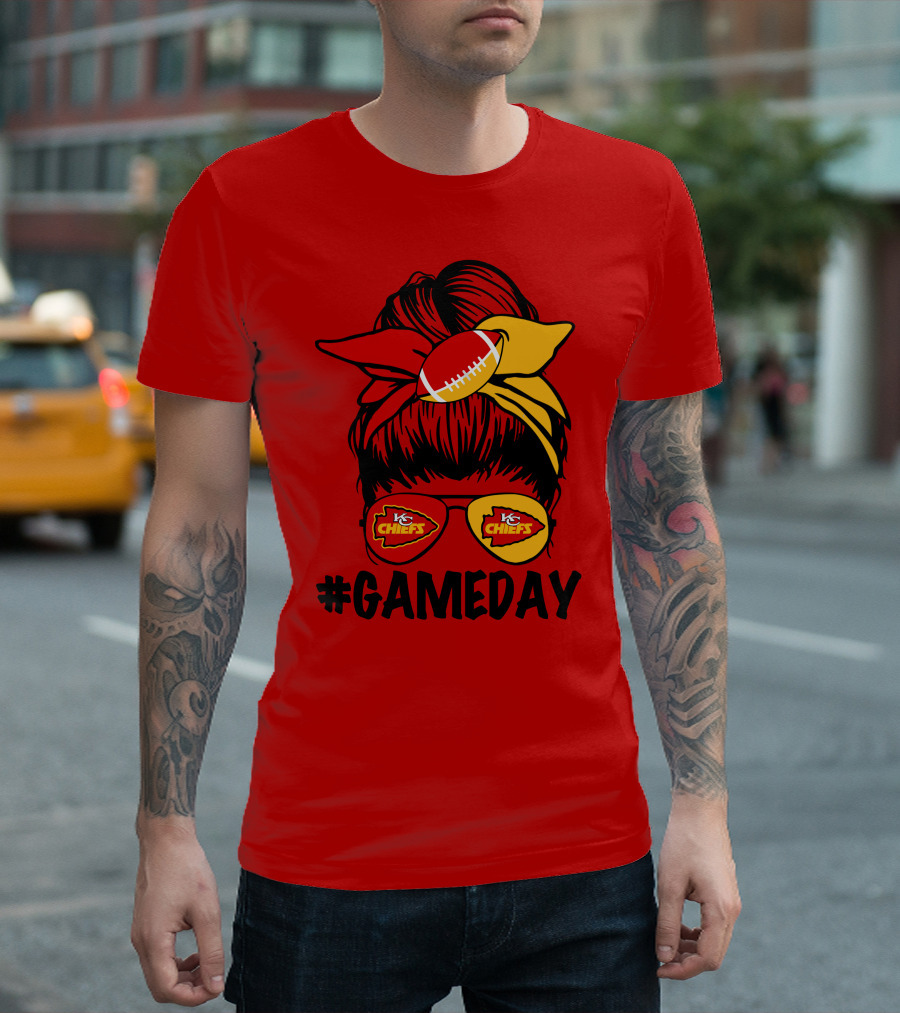 Kansas City Chiefs Game Day Eyewear and Headscarf Style Football Fan Accessory T-Shirt