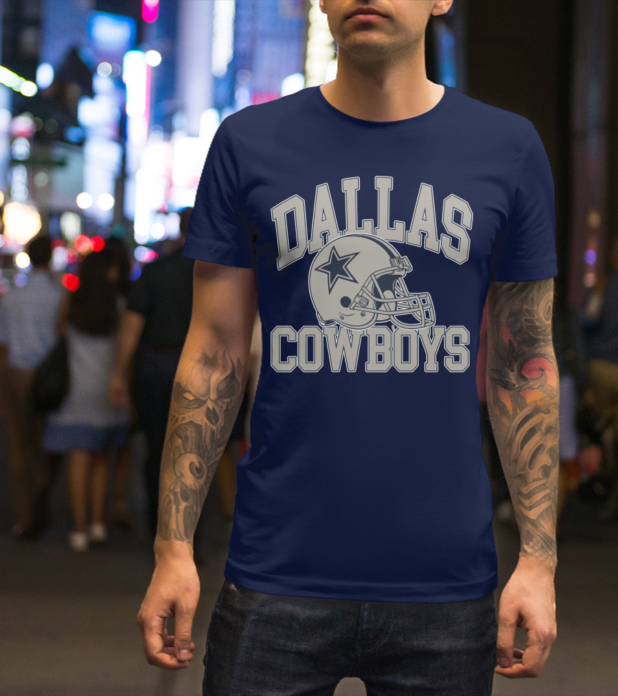 Dallas Cowboys Star Helmet Iconic Team Name T-Shirt