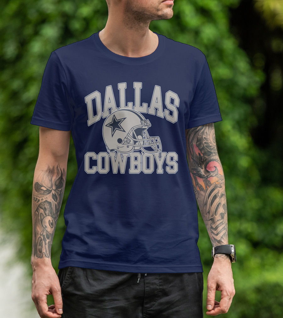 Dallas Cowboys Star Helmet Iconic Team Name T-Shirt