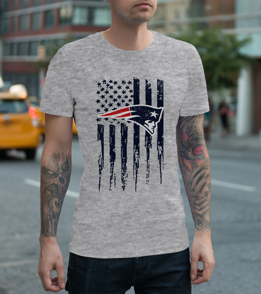 New England Patriots American Flag Patriot Head T-Shirt