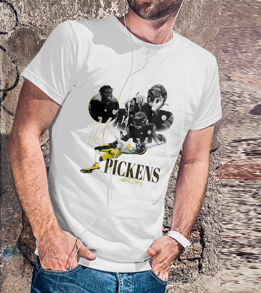 George Pickens #14 Pittsburgh Steelers Football Player Montage T-Shirt