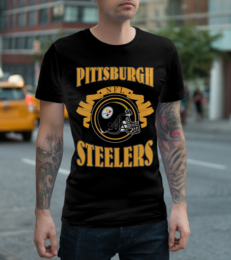 Pittsburgh Steelers NFL Logo Helmet T-Shirt
