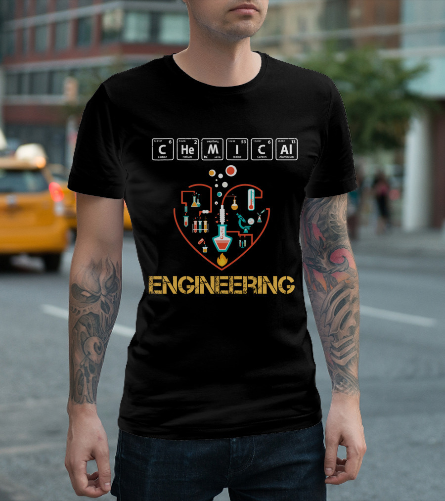 Chemical Engineering Heart Elements Science Tools T-Shirt