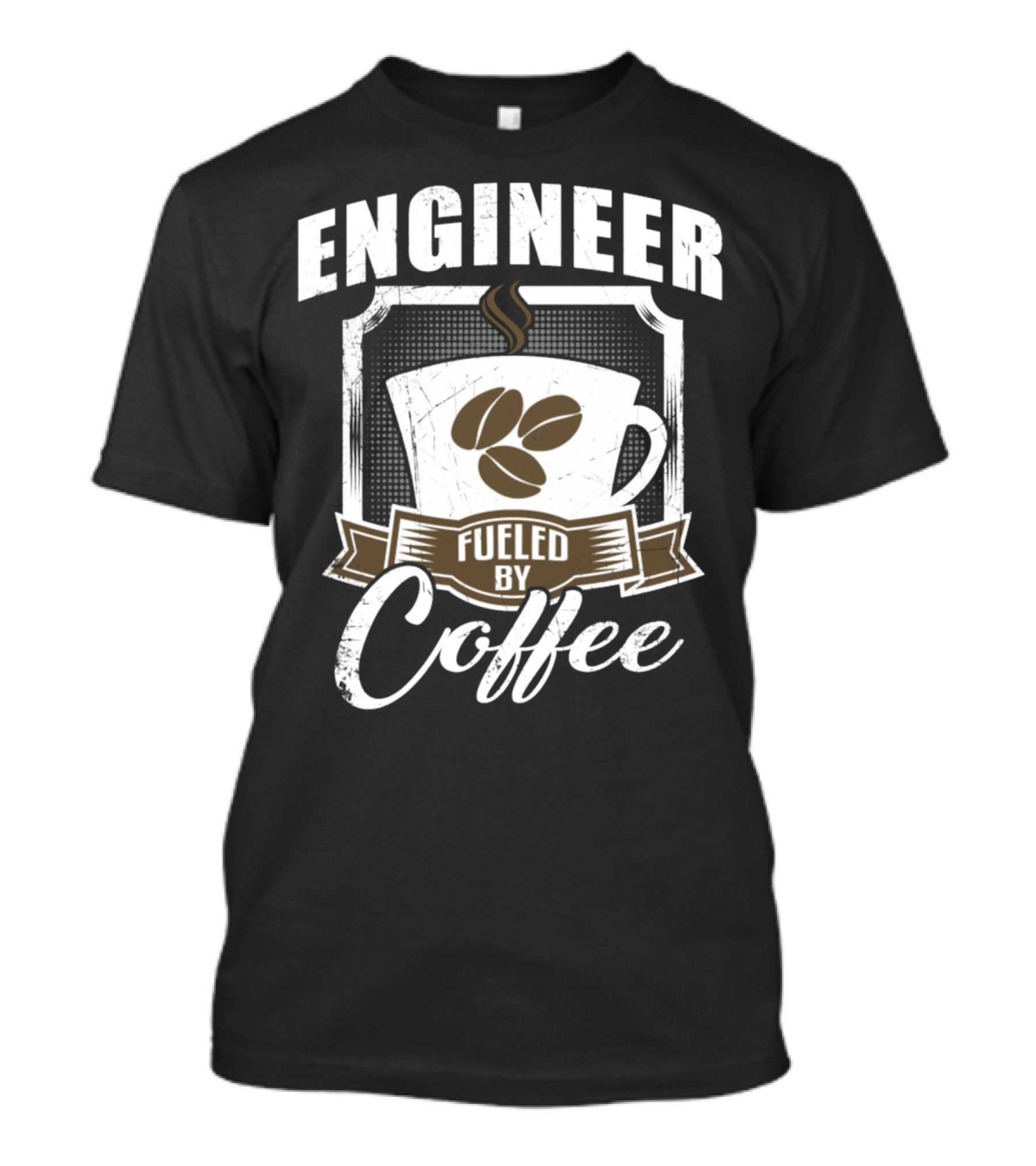 Engineer Powered By Coffee Mug With Beans And Steam T-Shirt