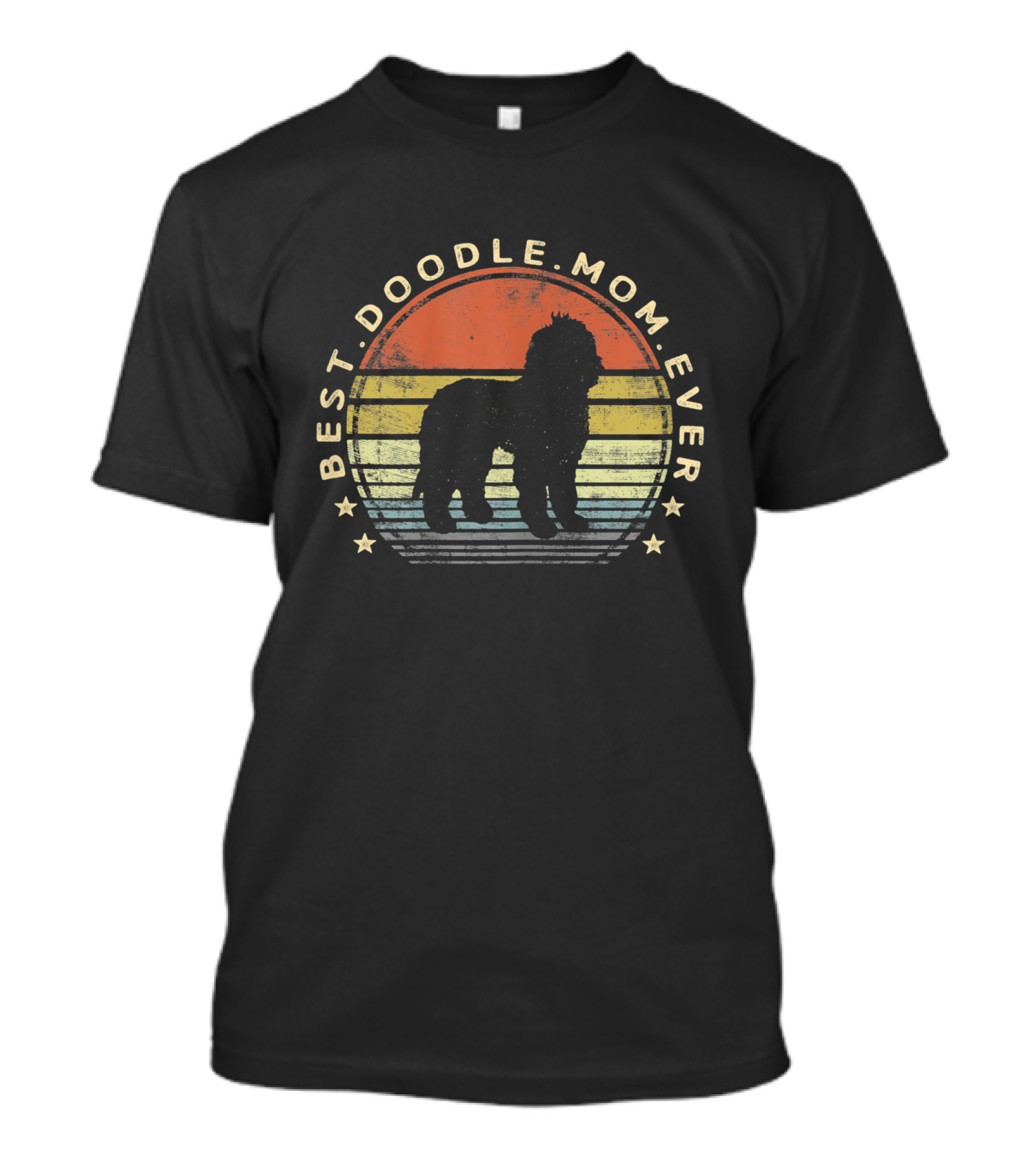 Best Doodle Mom Ever Vintage Sunset Dog T-Shirt