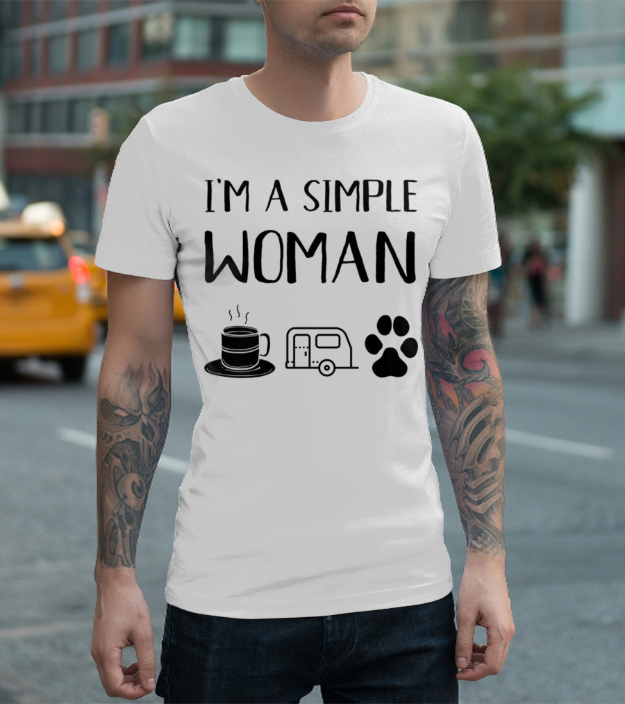 I'm A Simple Woman Coffee Camping Dogs T-Shirt