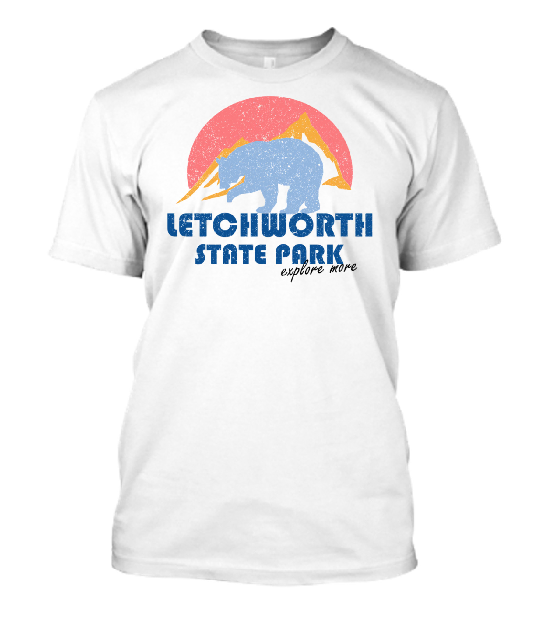 Letchworth State Park Explore More Vintage Bear Sunset Mountain T-Shirt