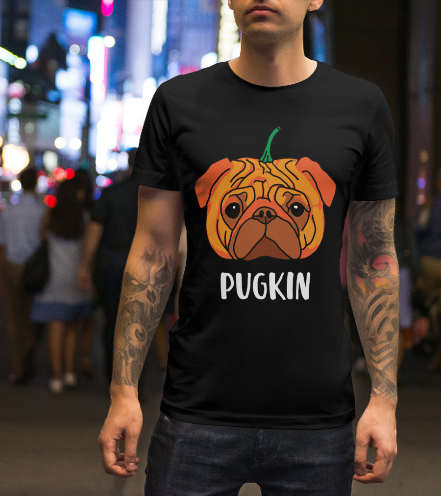 Pugkin Pumpkin Pug Halloween Dog T-Shirt