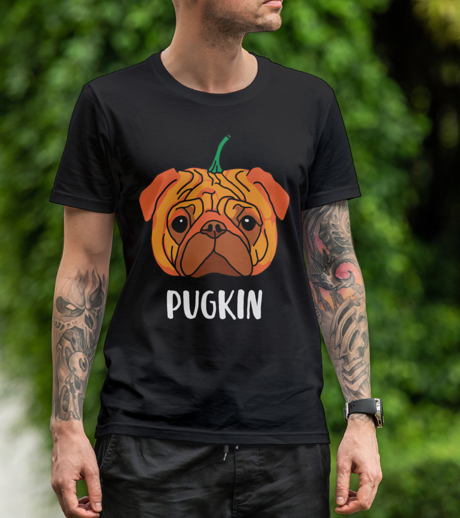 Pugkin Pumpkin Pug Halloween Dog T-Shirt