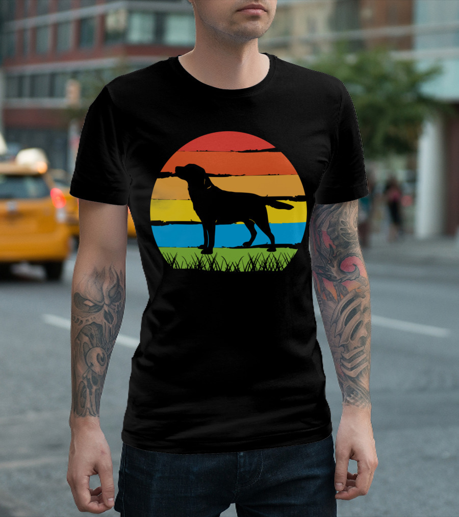 Vintage Labrador Retriever Silhouette Retro Sunset Lab Dog T-Shirt