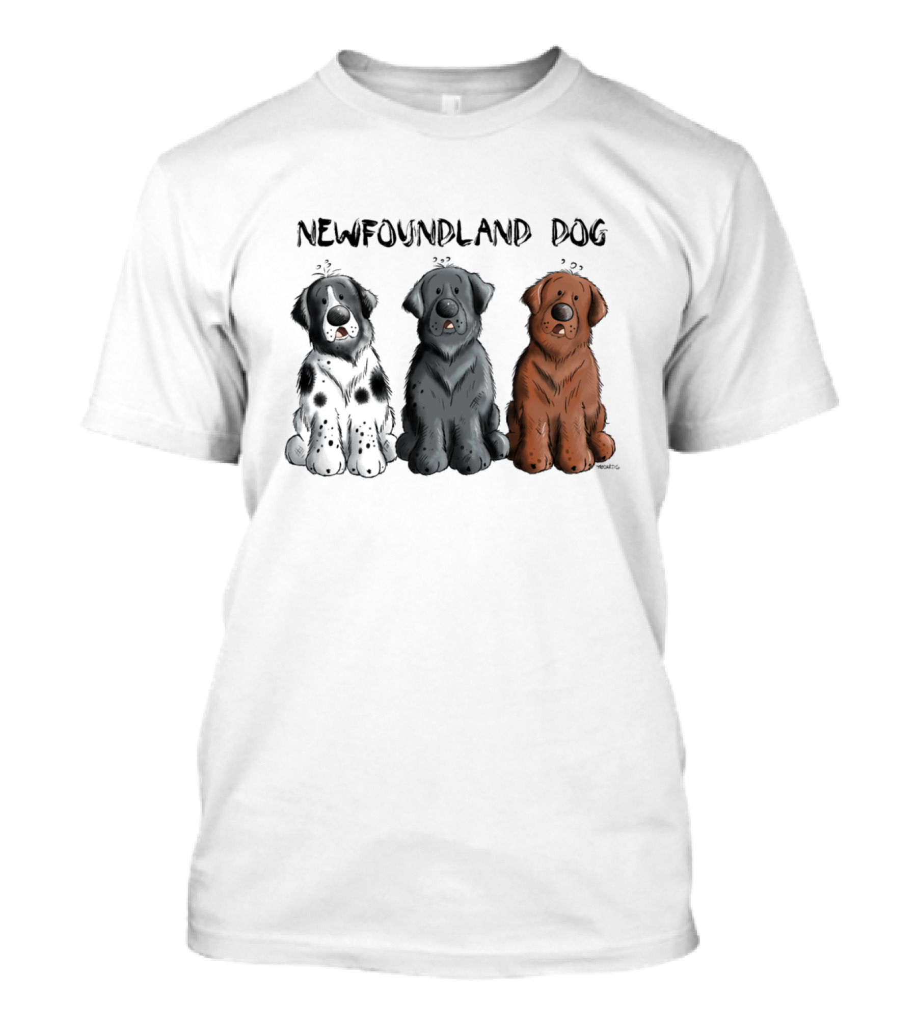 Newfoundland Dog Trio With Black, Spotted, And Brown Variants T-Shirt