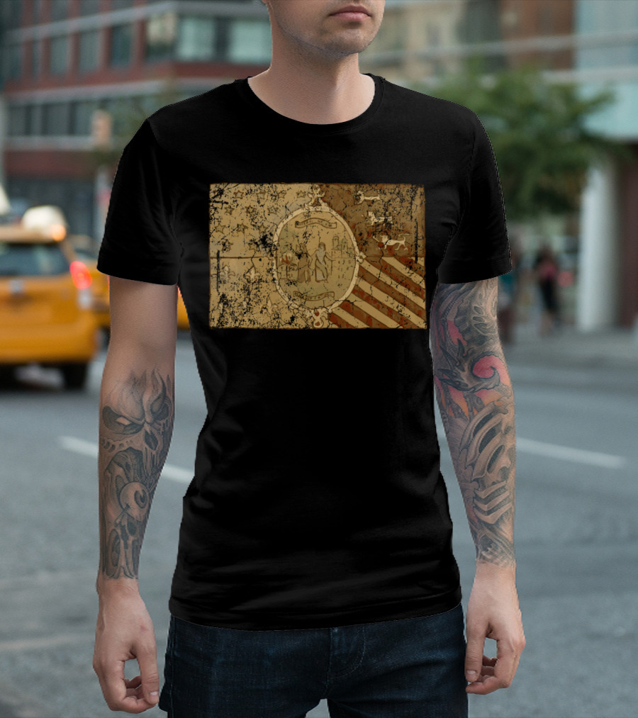 Detroit Vintage Flag Michigan City Emblem Old T-Shirt