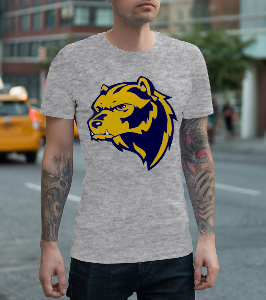 Wolverine Bear Head Icon in Blue and Yellow T-Shirt