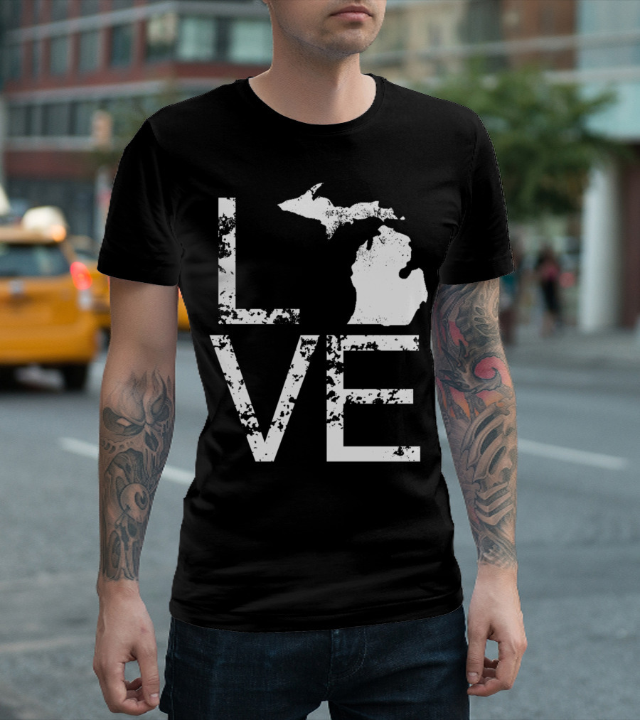MI State Map Love Design Home Pride T-Shirt
