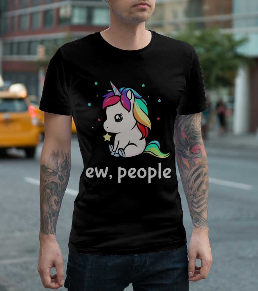 Ew People Rainbow Unicorn Stars T-Shirt