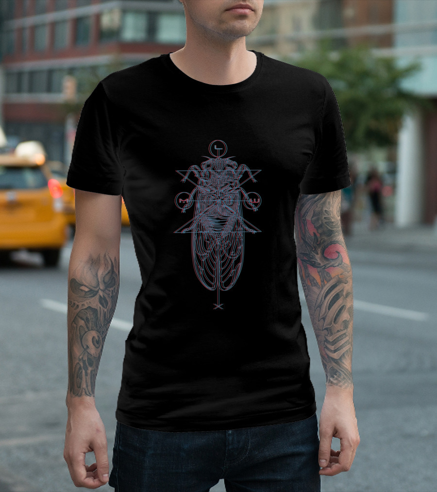 3D Cicada Geometric Neon Design 406864 T-Shirt