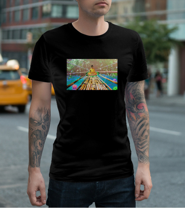 A Bridge To Buddha Meditation Over Serene Lotus Waters 170454 T-Shirt