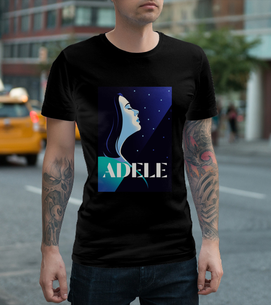 ADELE 1436941 Retro Style Portrait With Night Sky T-Shirt