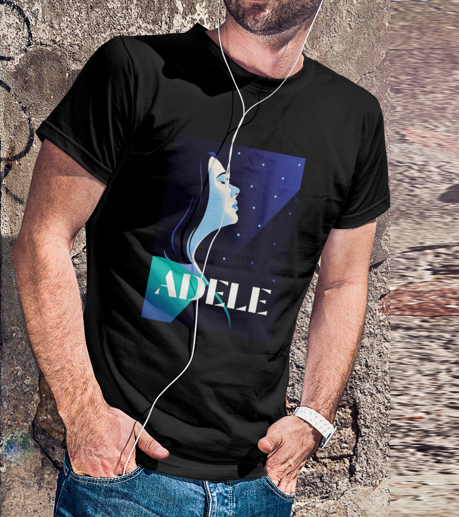 ADELE 1436941 Retro Style Portrait With Night Sky T-Shirt