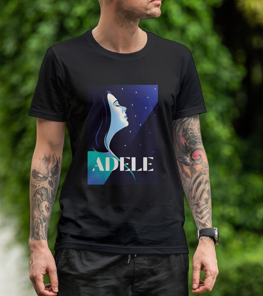 ADELE 1436941 Retro Style Portrait With Night Sky T-Shirt