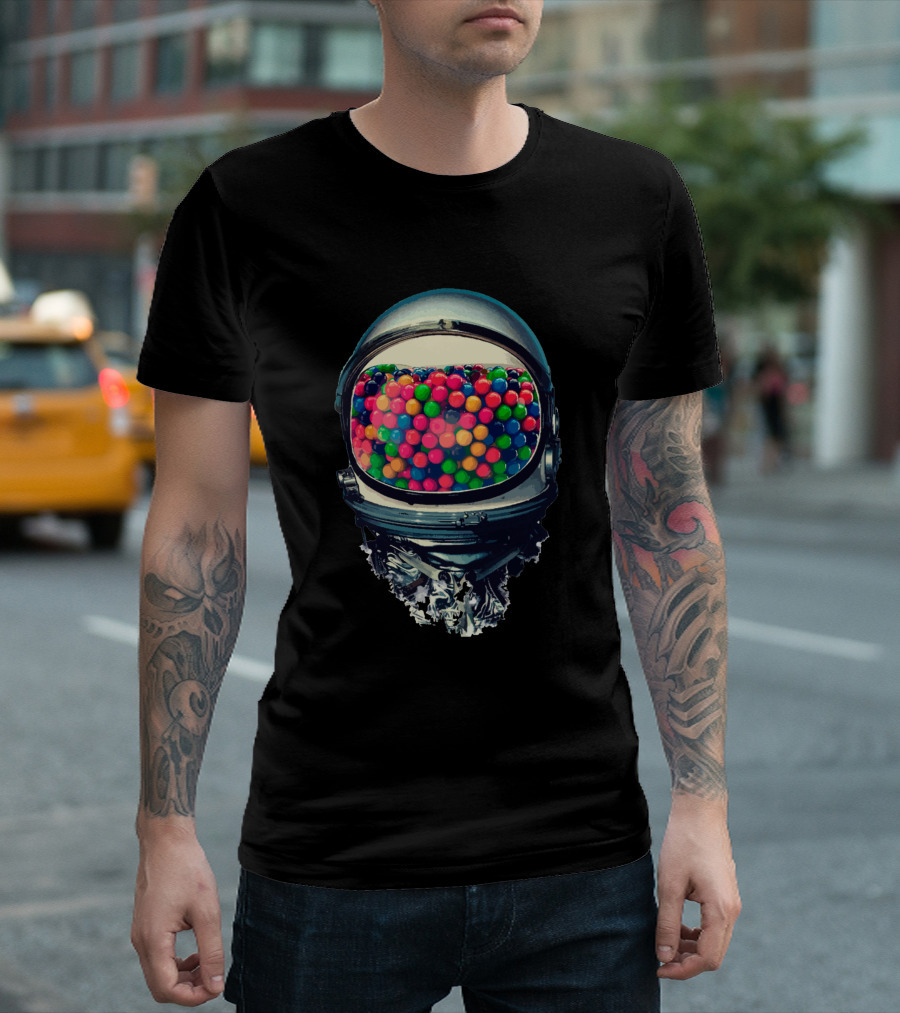Astrogum 9339 Colorful Gumballs in Space Helmet T-Shirt