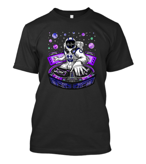 Astronaut DJ Mixing Beats With Planetary Backdrop 1382302 T-Shirt