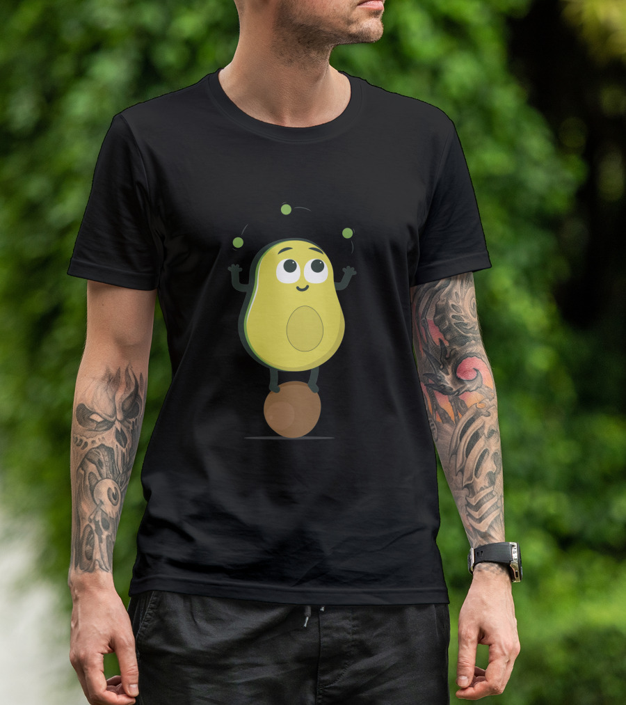 Avocado Juggler Balancing On Pit With Smiling Cartoon Expression T-Shirt