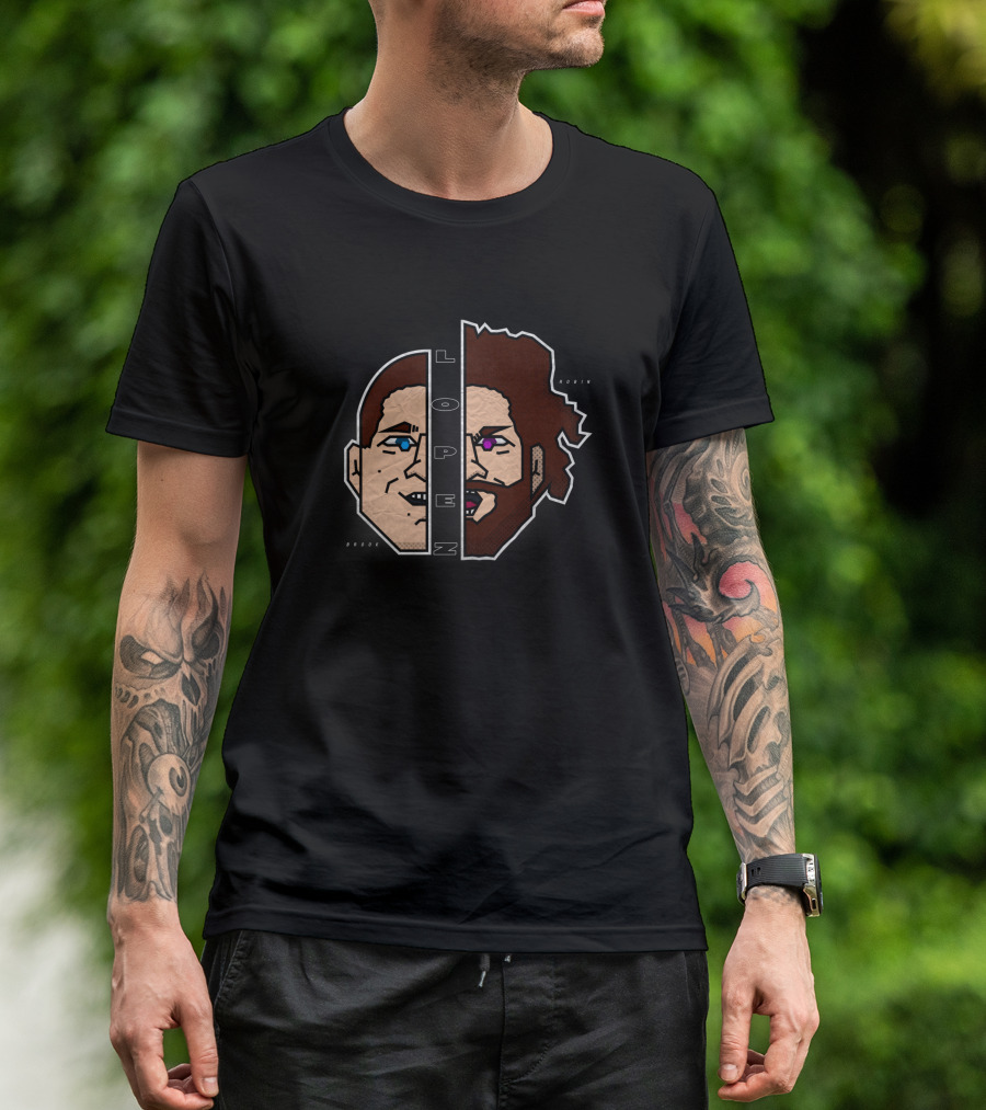 B R O E Z Lopez Face Split Brody Lopez Lopen T-Shirt