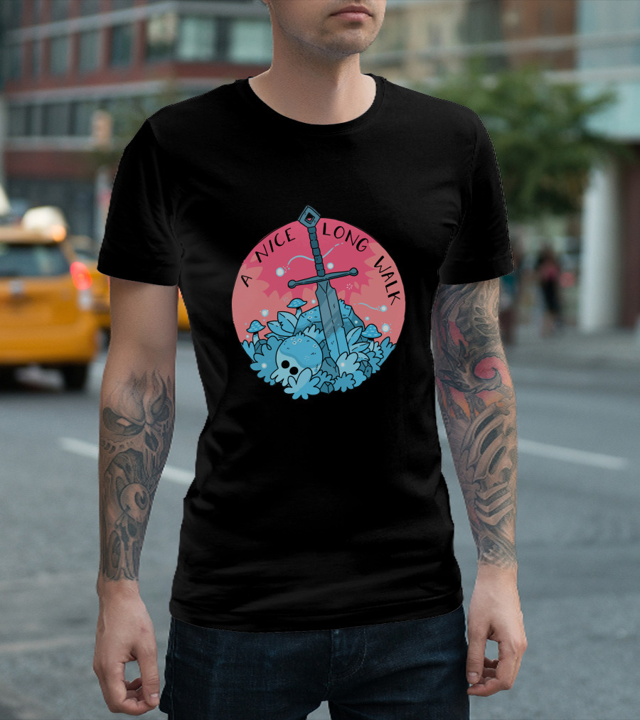 A Nice Long Walk Skull Sword and Mushrooms T-Shirt