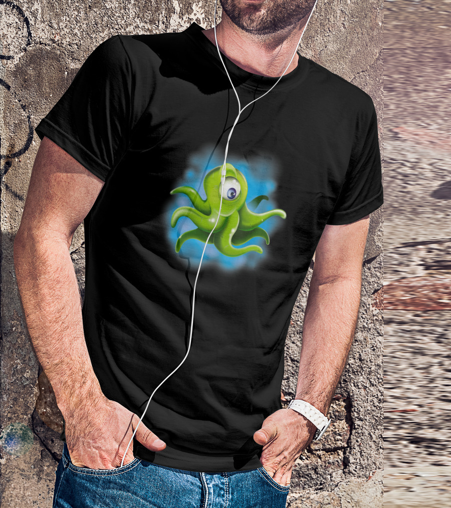 Squid Alien Cartoon Creature With One Eye T-Shirt